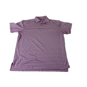 Peter Millar Men’s L Purple Stripe Polo Summer Comfort Crown Golfer Logo 1943